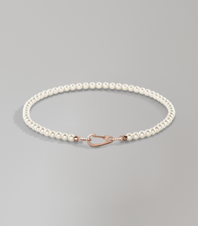 Carabiner pearl necklace - Rosé Gold