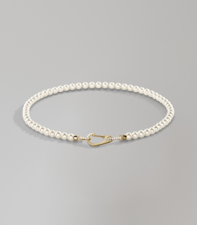 Carabiner pearl necklace - Yellow Gold