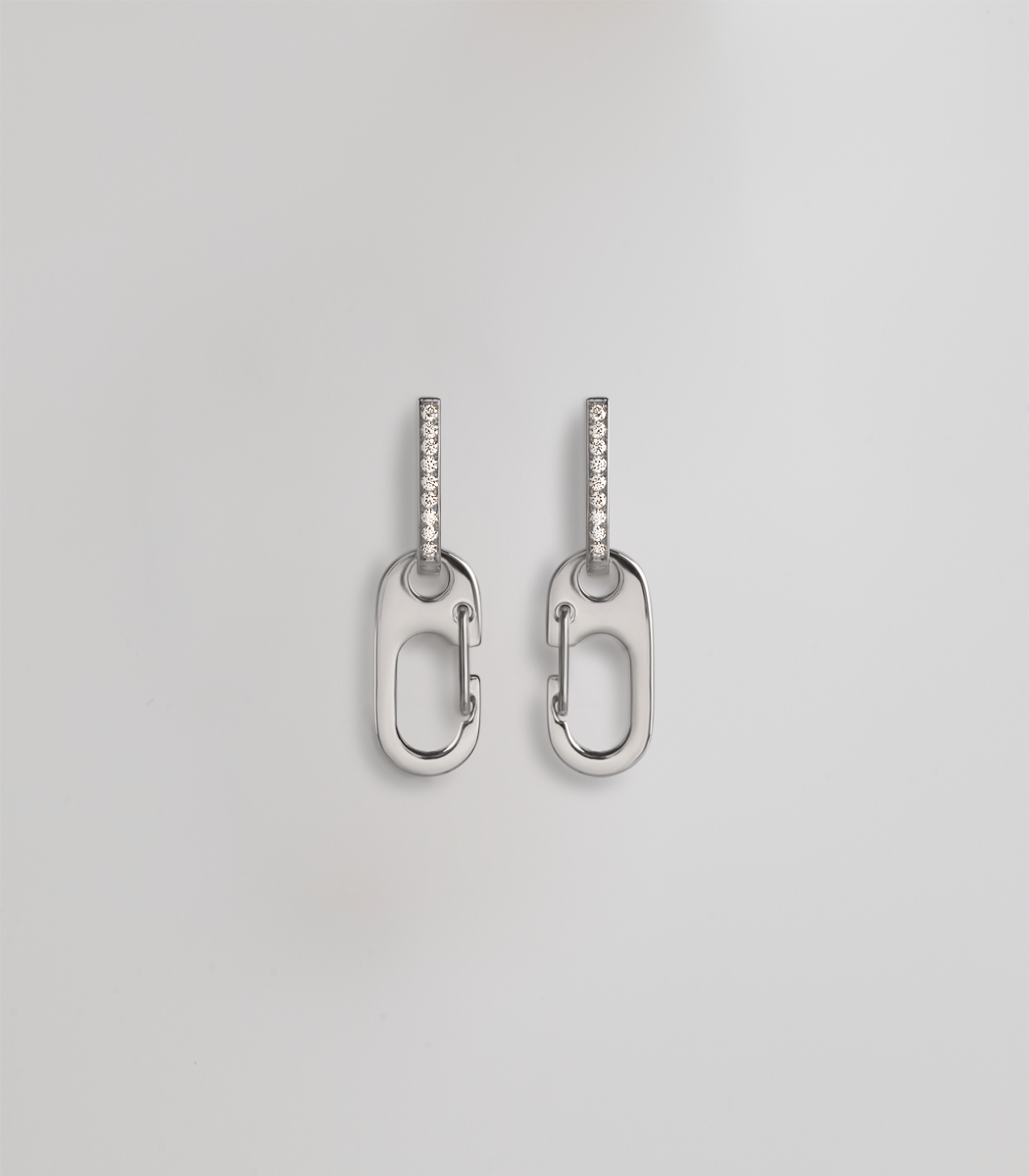 Carabiner earrings - White Gold