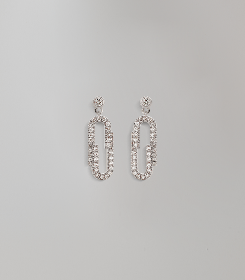 Duo dangling diamond earrings - White Gold