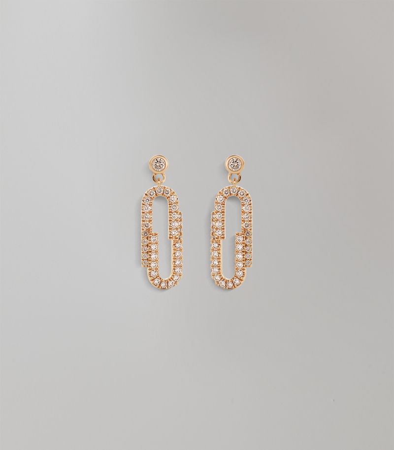 Duo dangling diamond earrings - Yellow Gold
