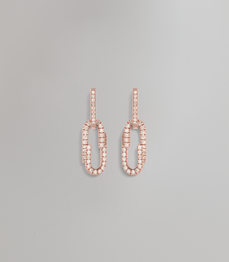 Duo diamond hoop earrings - Rosé Gold