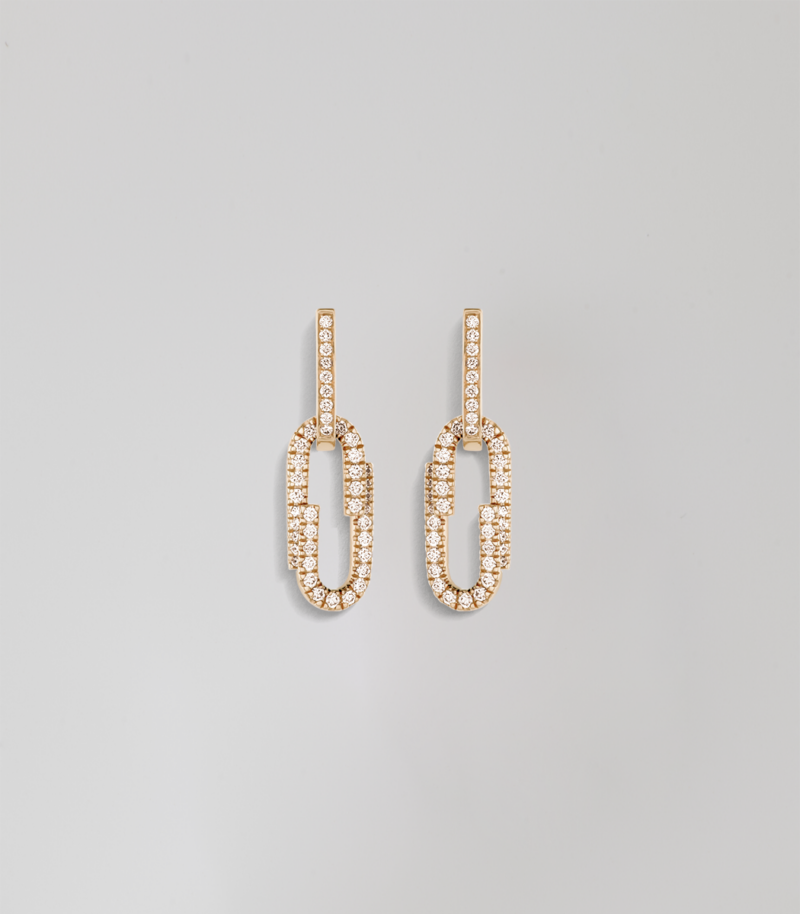 Duo diamond hoop earrings - Yellow Gold