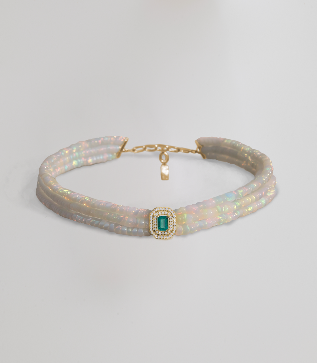Eugenia opal and emerald necklace