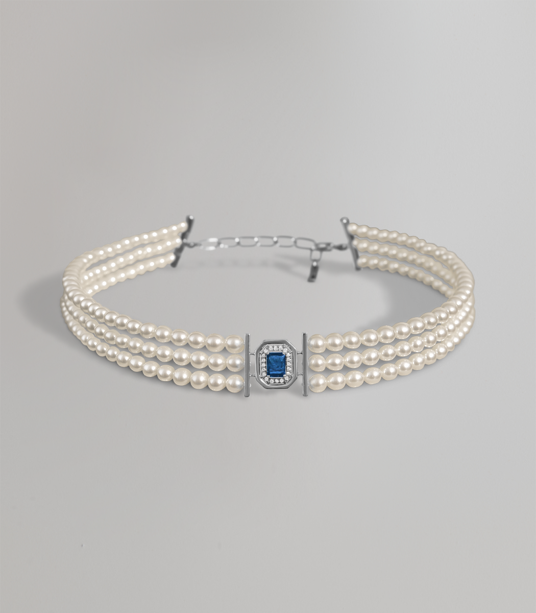 Eugenia white pearl and sapphire necklace