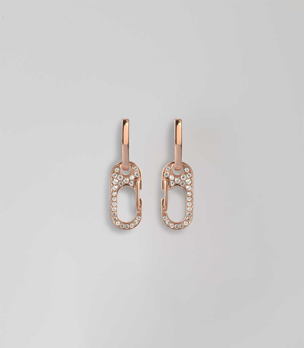 Carabiner earrings diamond pavé - Rosé Gold