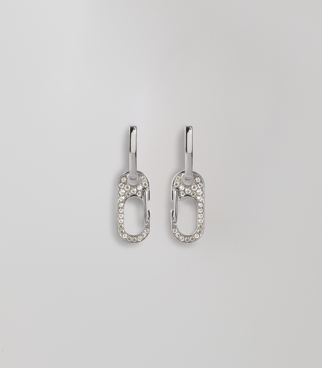 Carabiner earrings diamond pavé - White Gold