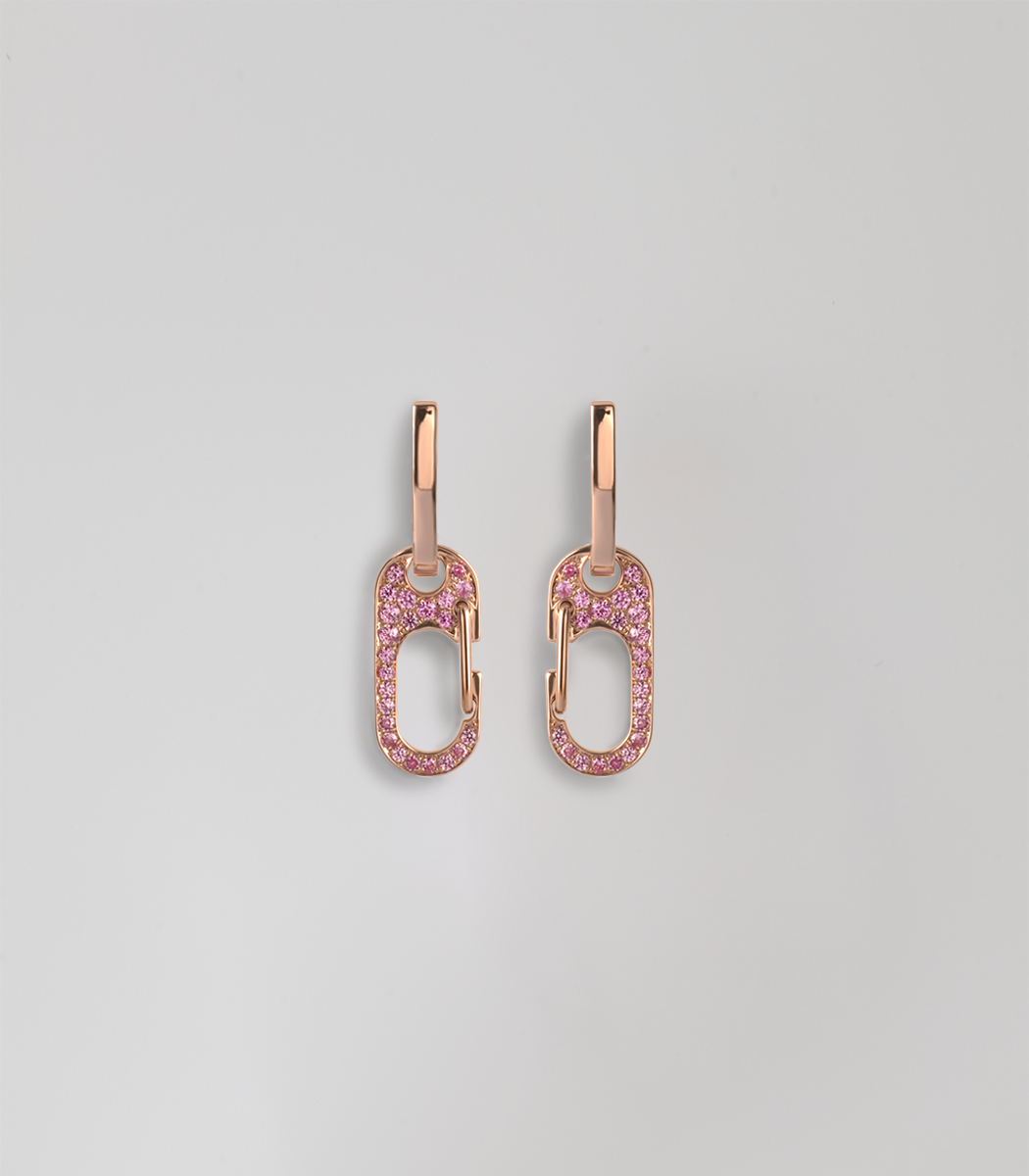 Carabiner earrings pink sapphire pavé