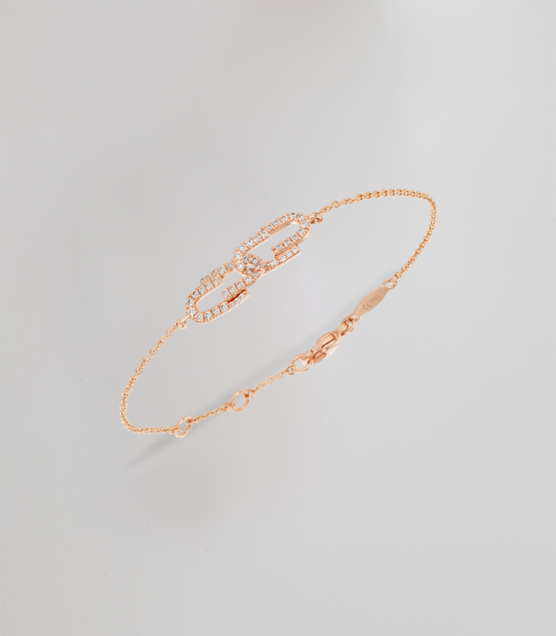 Mini double Duo diamond bracelet - Rosé Gold