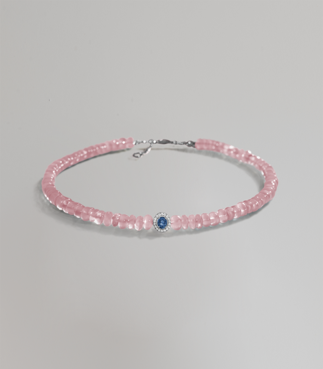 Bonbon morganite and sapphire necklace