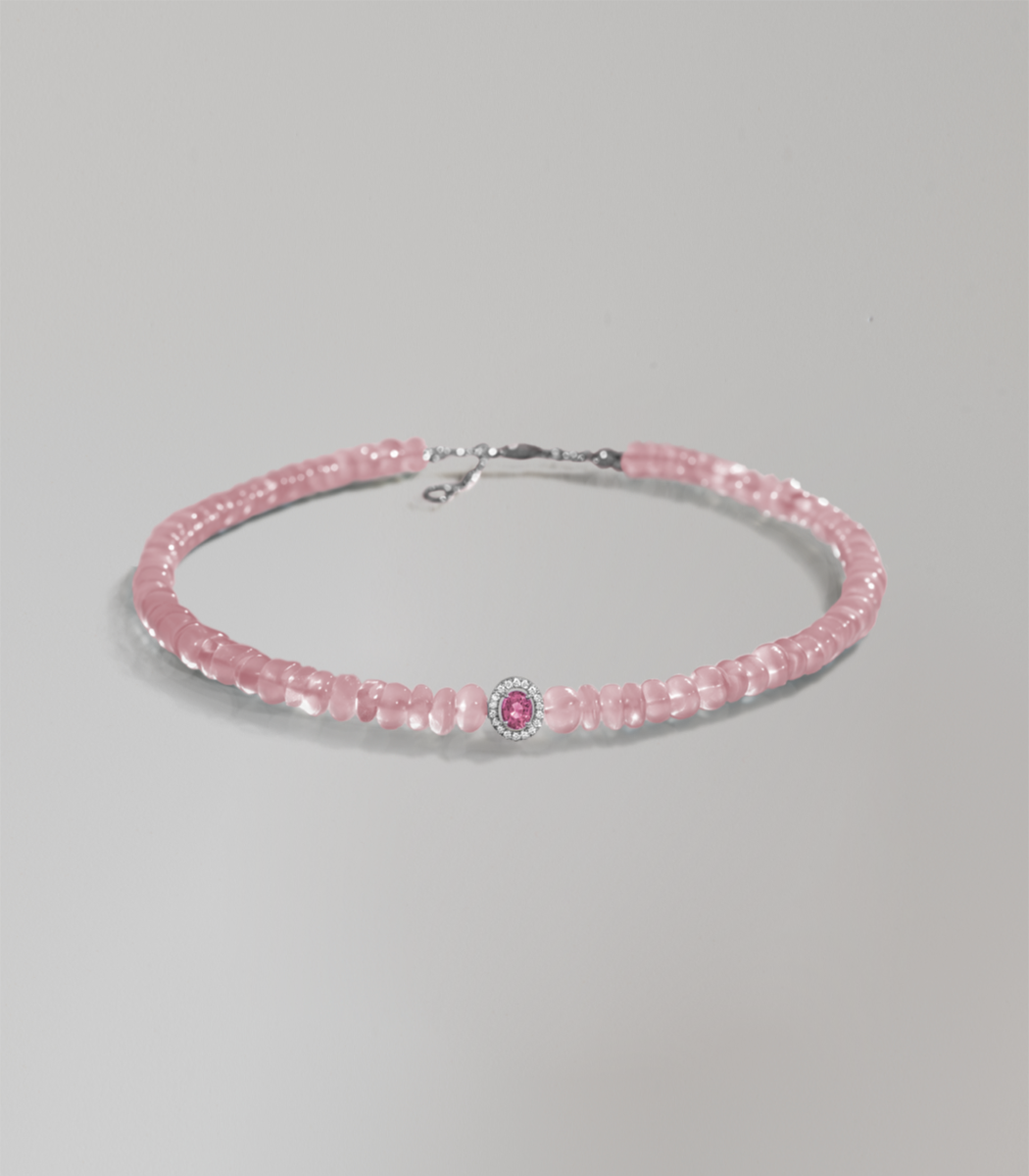 Bonbon morganite and sapphire necklace - Pink Sapphire
