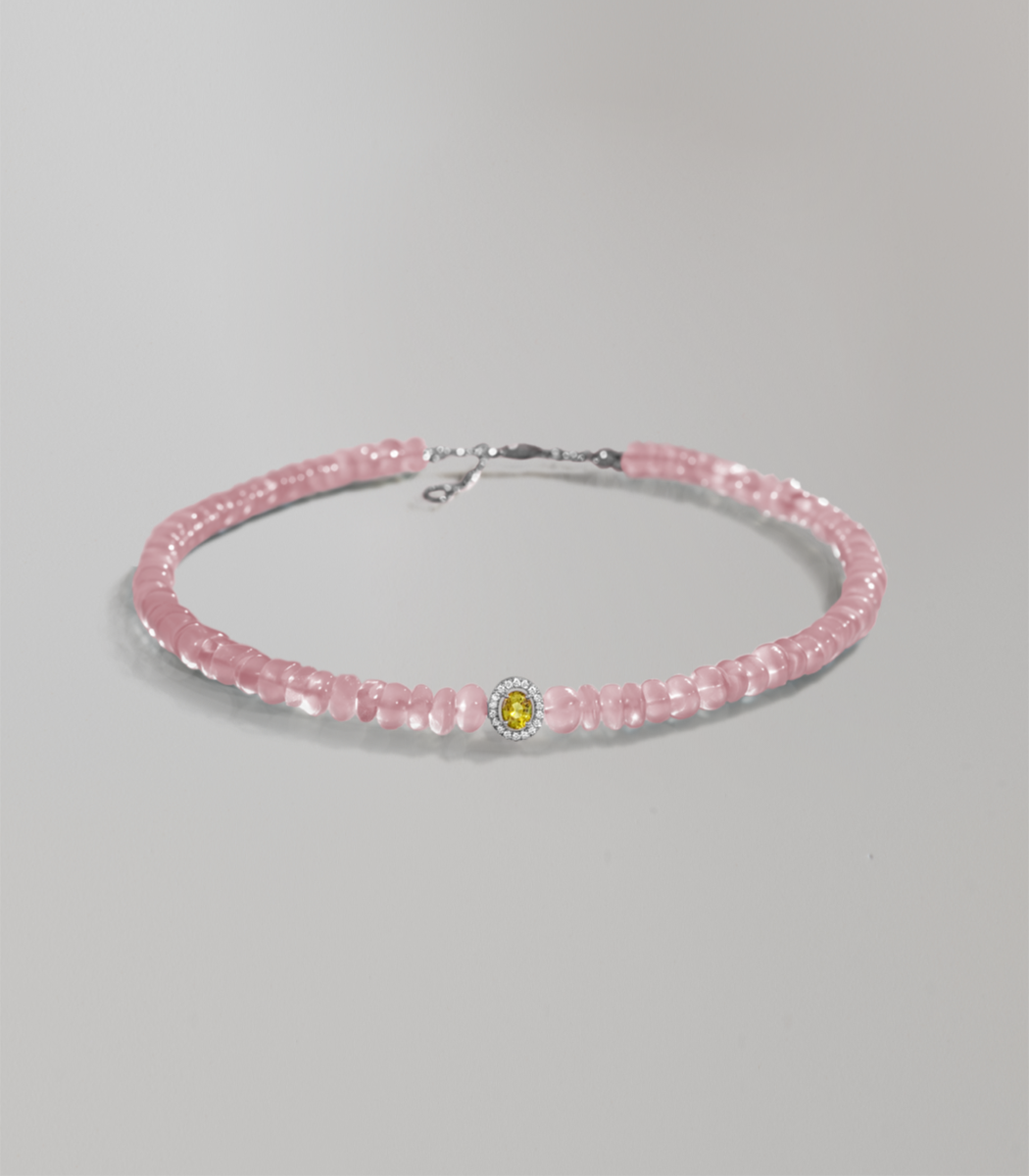 Bonbon morganite and sapphire necklace - Yellow Sapphire
