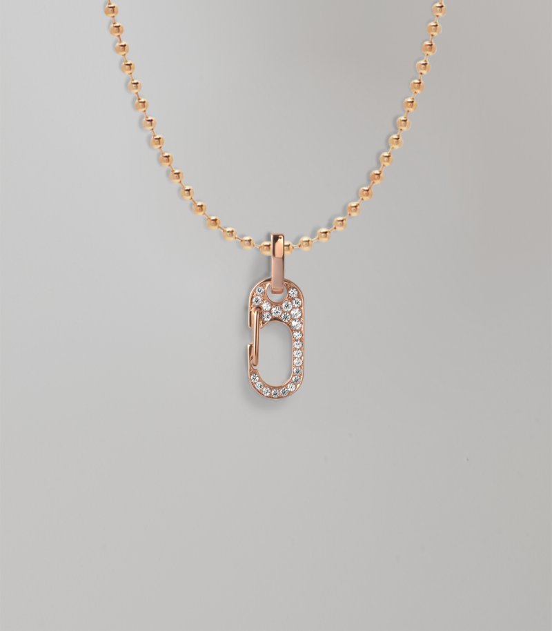 Necklace with diamond pavé carabiner pendant