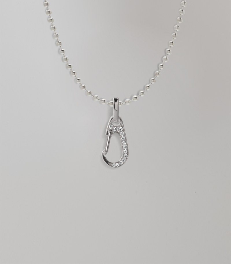 Necklace with diamond pavé carabiner pendant